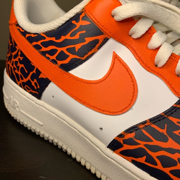 Nike Air Force 1 '07 Low, CW2288-111, Custom Orange Navy Blue, Men's Size 13 - Picture 9 of 11